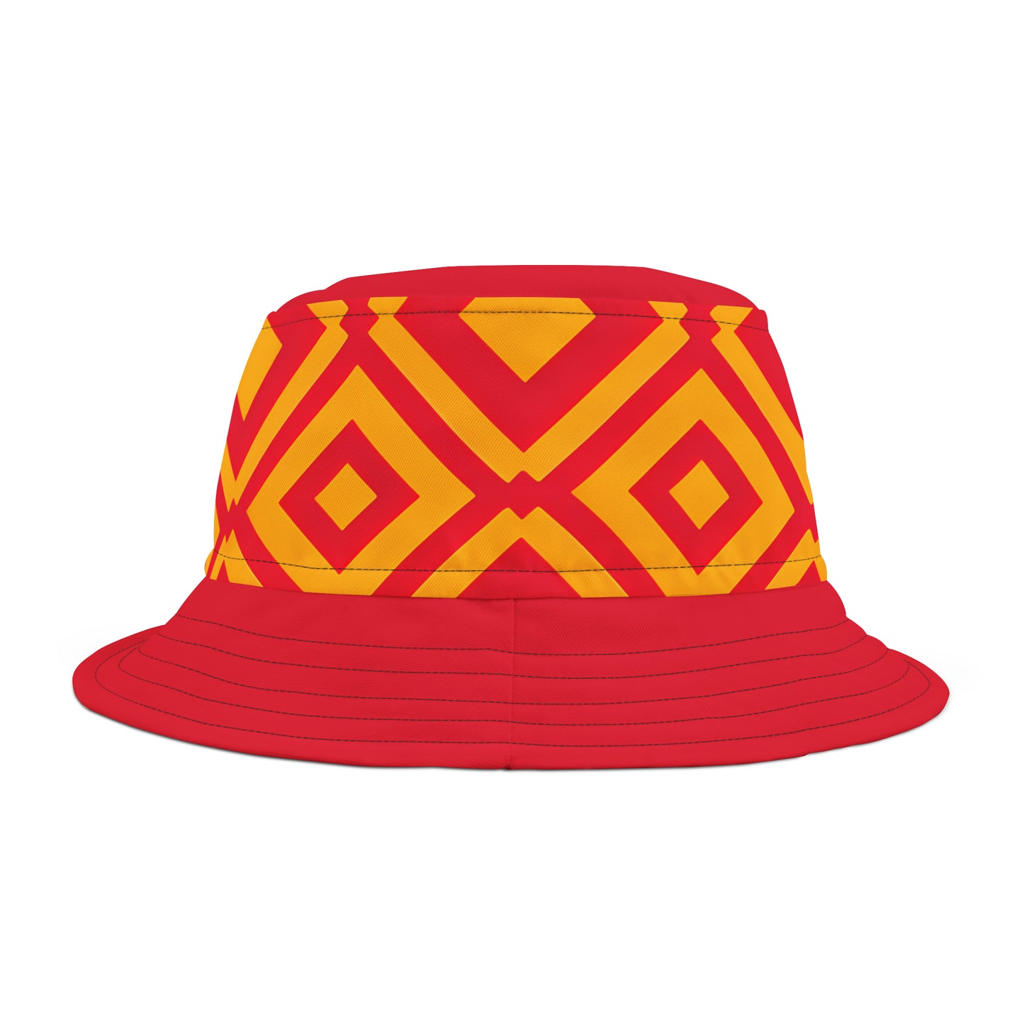 RED BRIM MOTIF TILE BUCKET HAT UNISEX