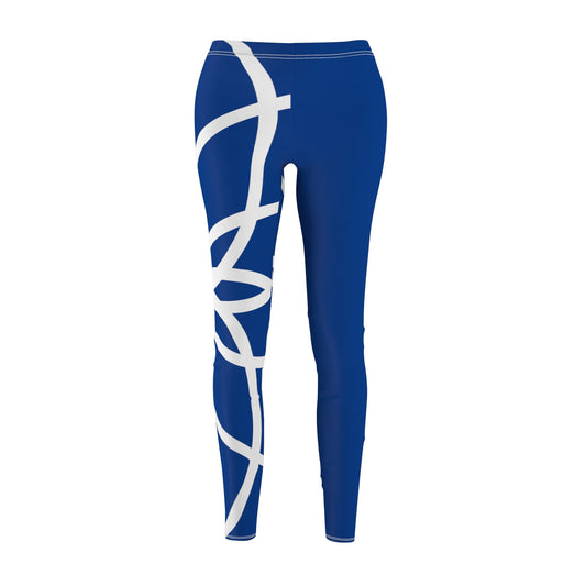 ZET O Rings White Blue Rt Leggings - AOP