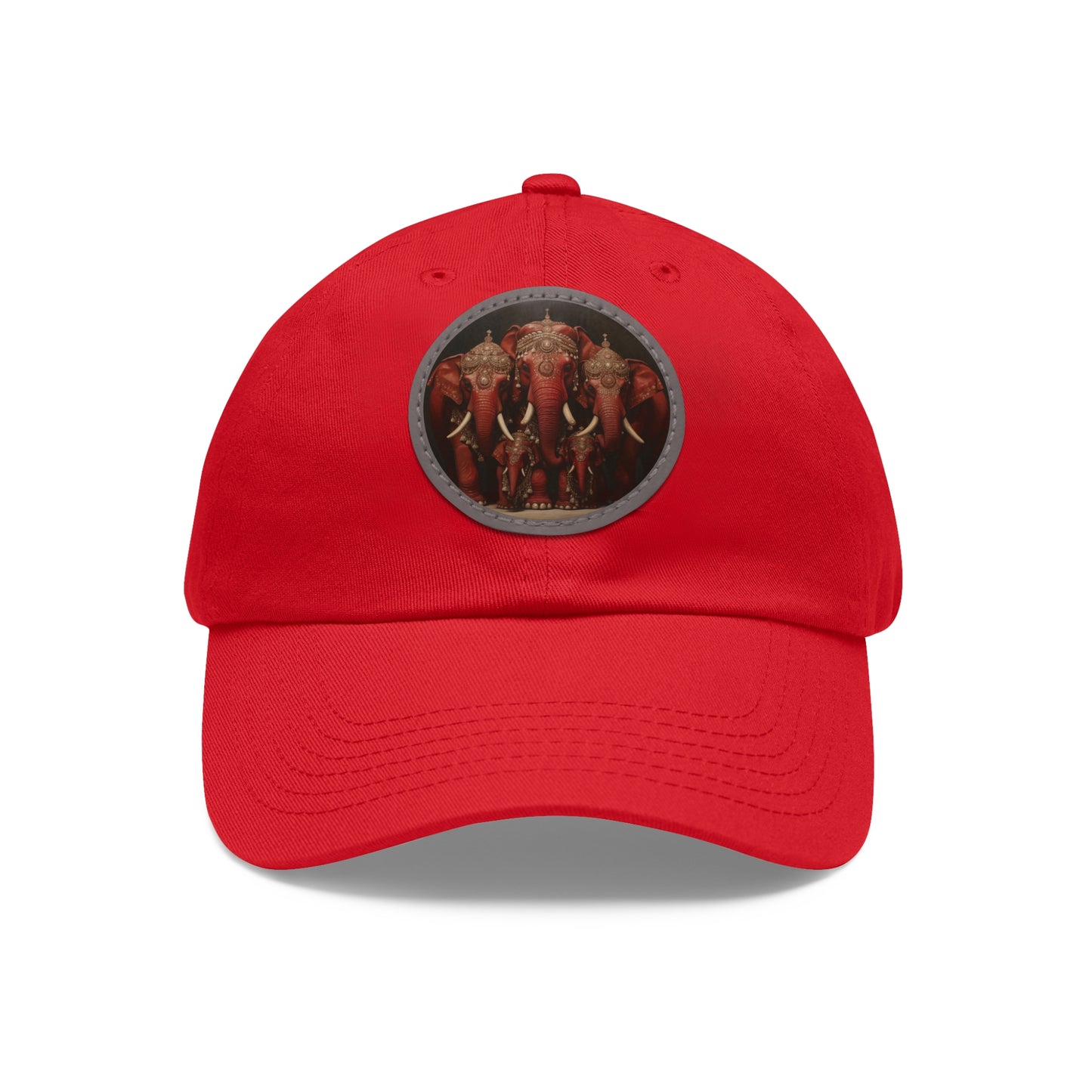 DEL PEARLED ELEPHANTS HAT WITH LEATHER PATCH (ROUND)