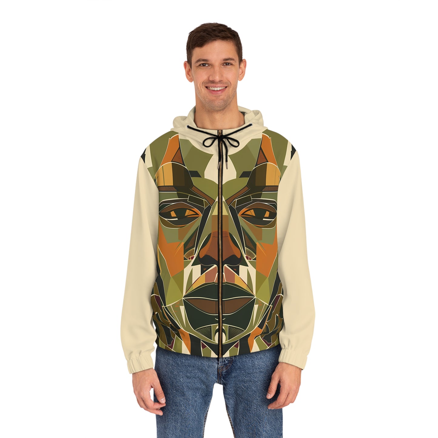 RUSTIC EYES LIGHT WEIGHT BEIGE ZIP HOODIE MEN'S