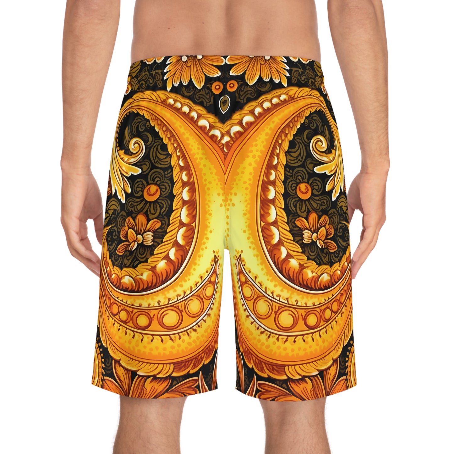 MUSTARD PAISLEY BOARD SHORTS