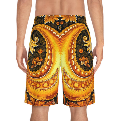 MUSTARD PAISLEY BOARD SHORTS