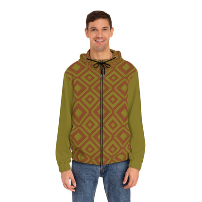 DIAMONDS RUST/OLIVE HOOD MEN'S ZIP HOODIE
