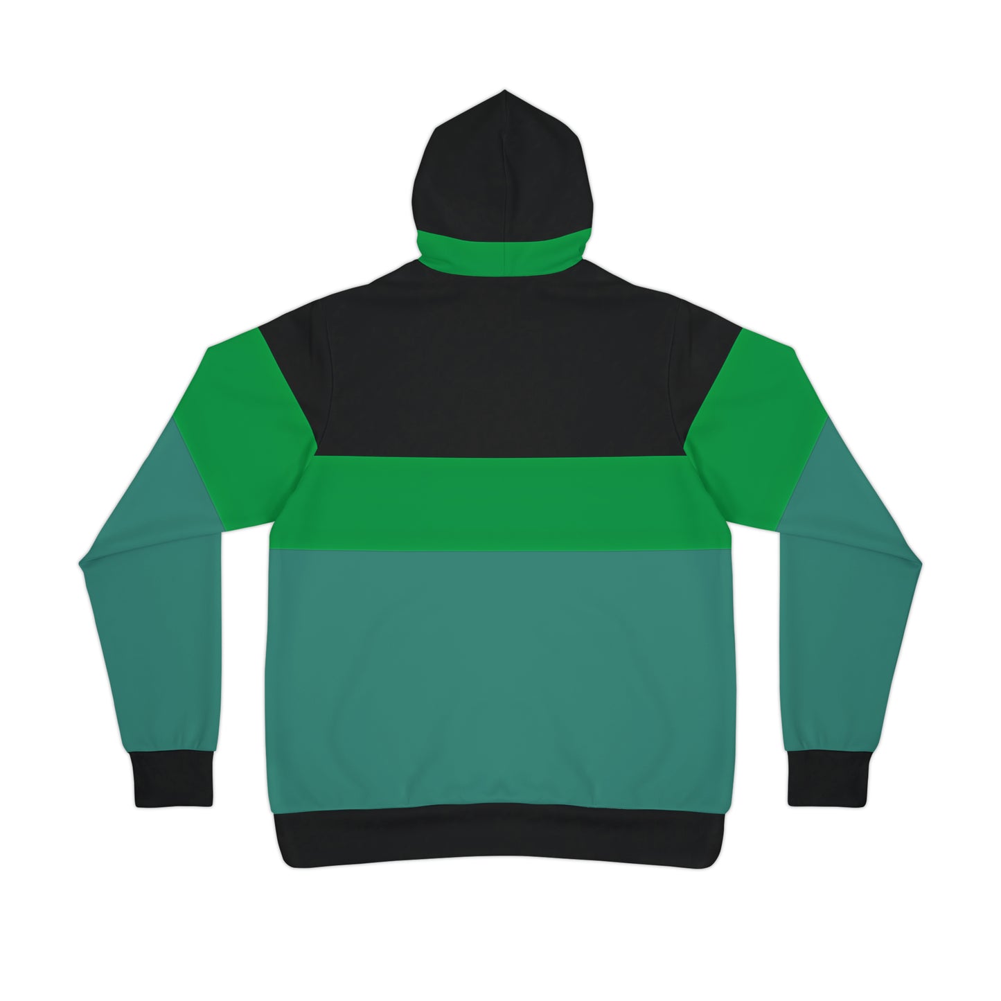 TEAL COLOR-BLOCK PULLOVER ATHLETIC HOODIE - UNISEX