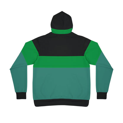 TEAL COLOR-BLOCK PULLOVER ATHLETIC HOODIE - UNISEX