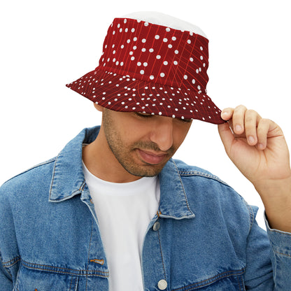 WHITE TOP DOTS ON GRID BUCKET HAT UNISEX