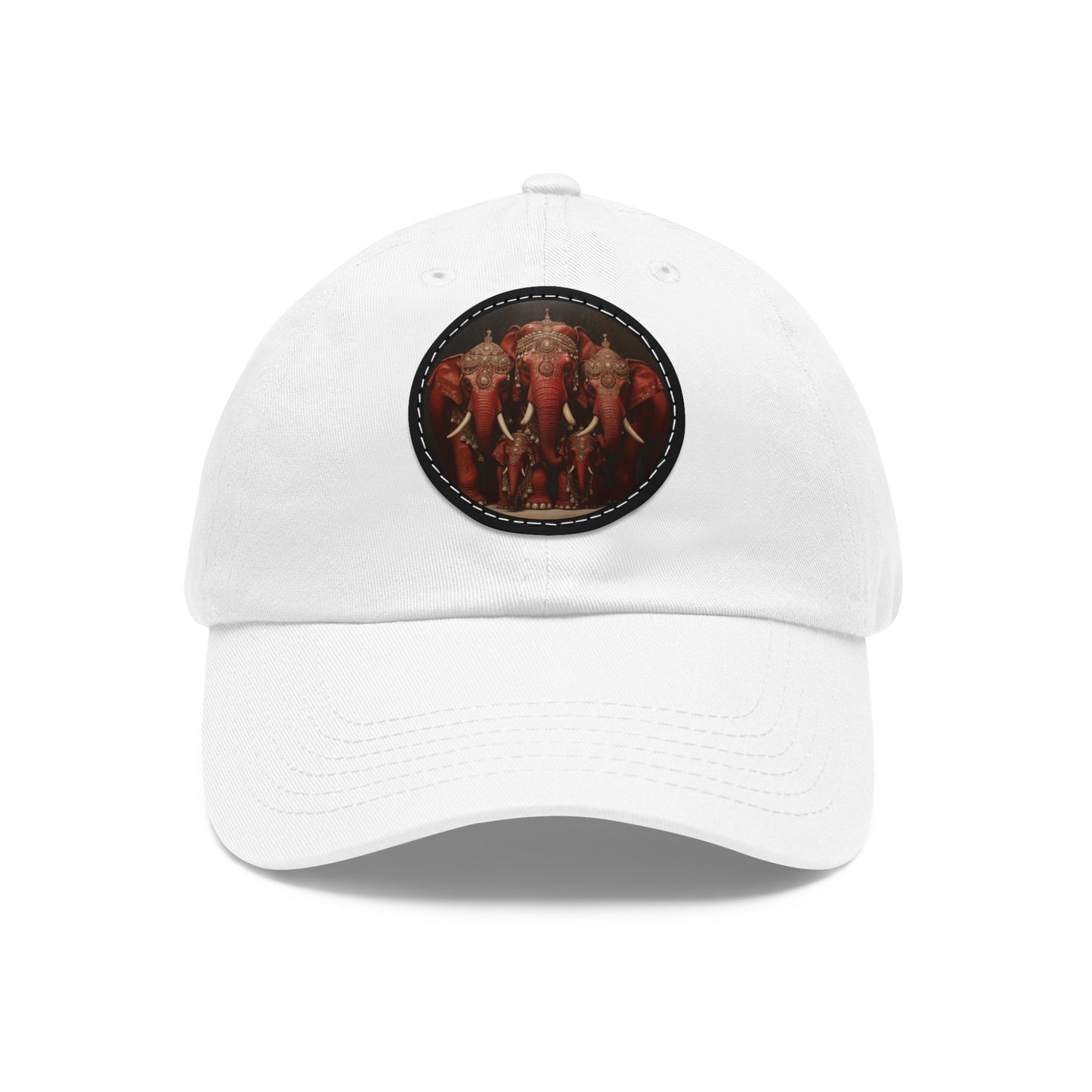 DEL PEARLED ELEPHANTS HAT WITH LEATHER PATCH (ROUND)