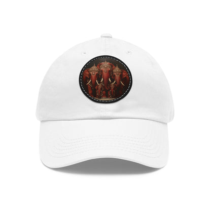 DEL PEARLED ELEPHANTS HAT WITH LEATHER PATCH (ROUND)
