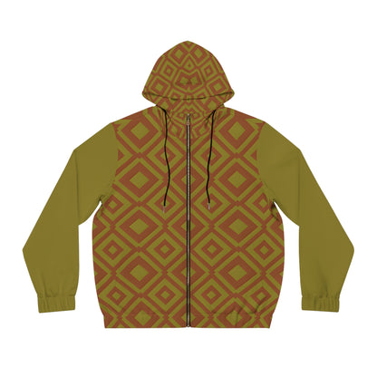 DIAMONDS RUST/OLIVE HOOD MEN'S ZIP HOODIE