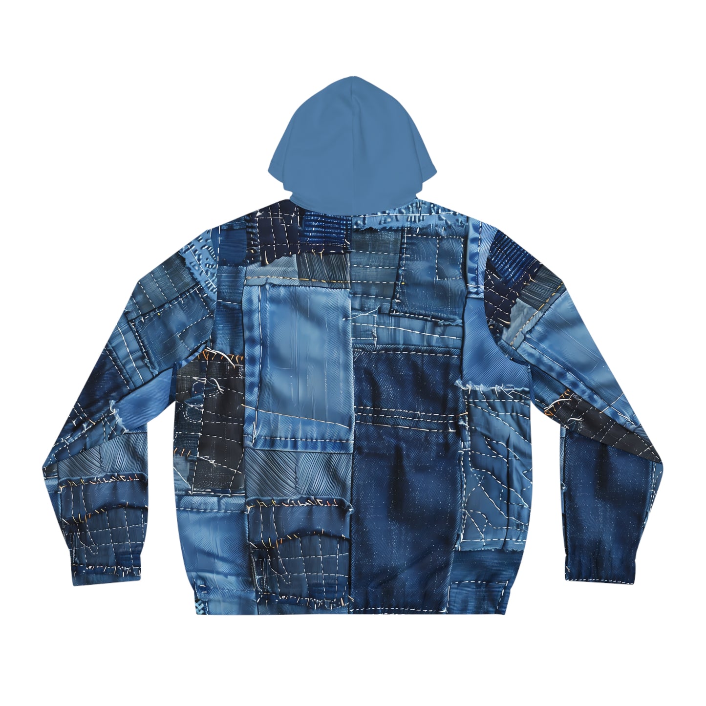 LIGHT WEIGHT BLUE JEAN PRINT ZIP HOODIE MEN'S