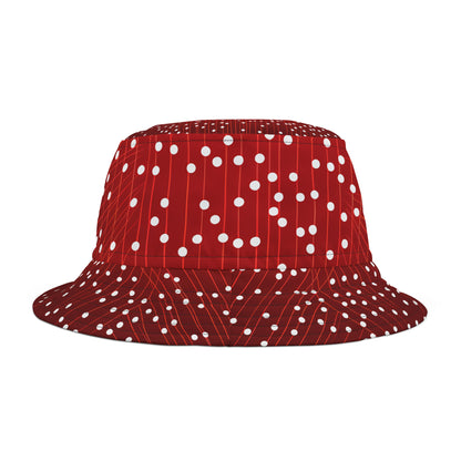WHITE DOTS ON GRID BUCKET HAT UNISEX