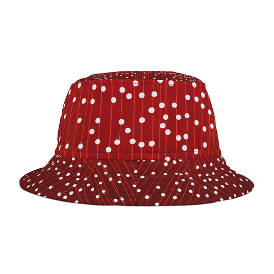 WHITE DOTS ON GRID BUCKET HAT UNISEX