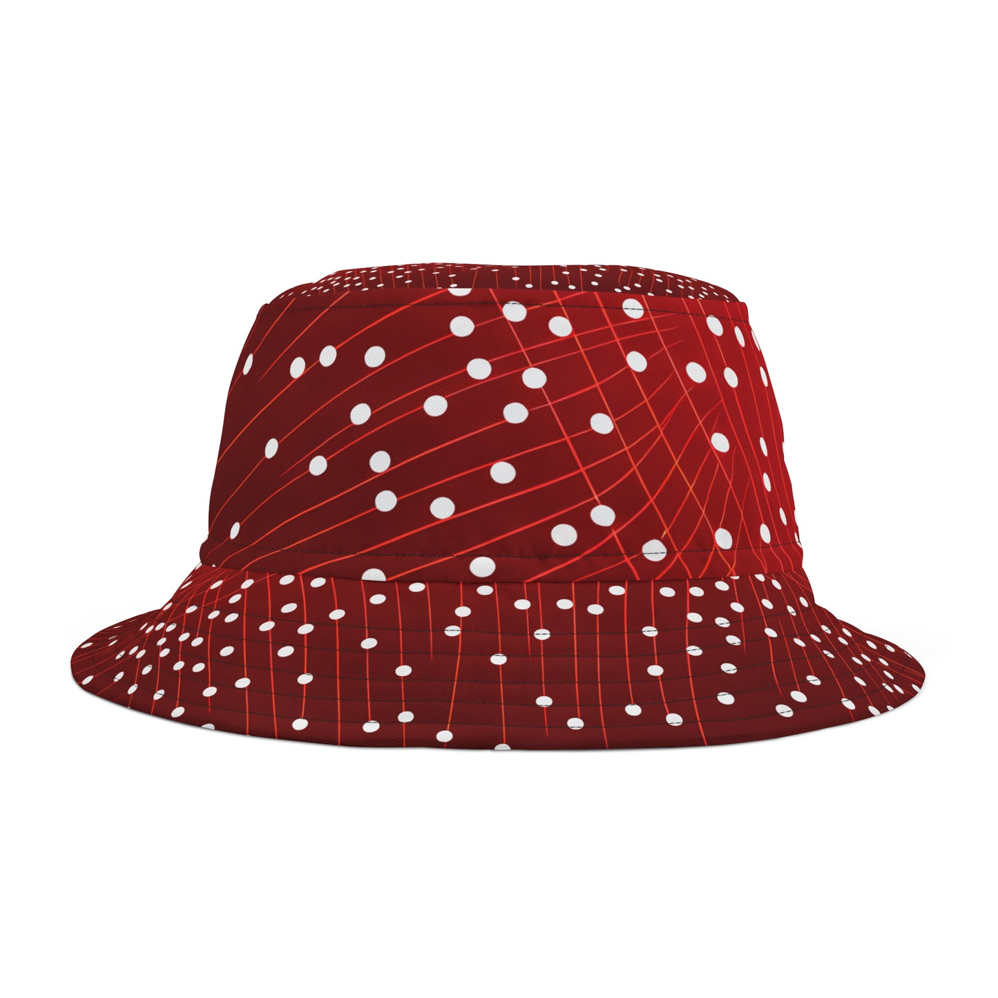 WHITE DOTS ON GRID BUCKET HAT UNISEX