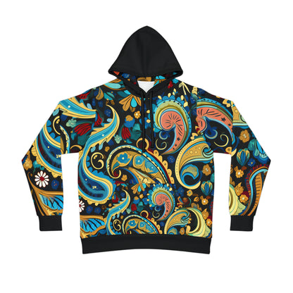 UNI BL HOOD BLUE PAISLEY UNISEX PULLOVER HOODY ATHLETIC HOODIE