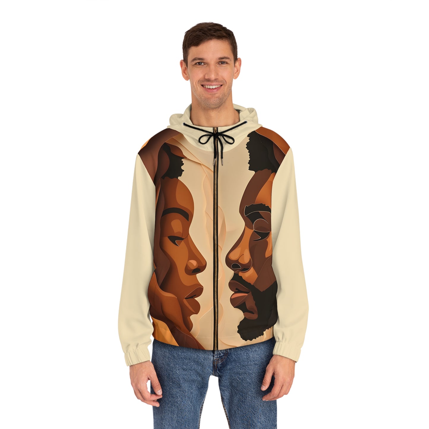 L-O-V-E LIGHT WEIGHT BEIGE ZIP HOODIE MEN'S