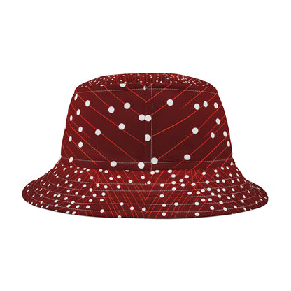 WHITE DOTS ON GRID BUCKET HAT UNISEX