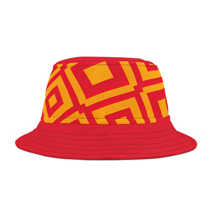 RED BRIM MOTIF TILE BUCKET HAT UNISEX