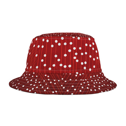 WHITE DOTS ON GRID BUCKET HAT UNISEX