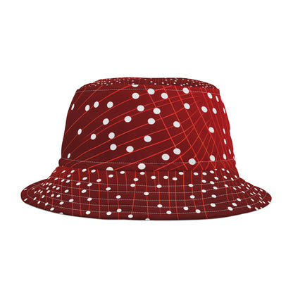 WHITE DOTS ON GRID BUCKET HAT UNISEX