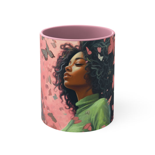 PAG PINK GREEN BUTTERFLIES FOUNDERS' MUG CERAMIC - MUG 11OZ