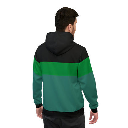 TEAL COLOR-BLOCK PULLOVER ATHLETIC HOODIE - UNISEX