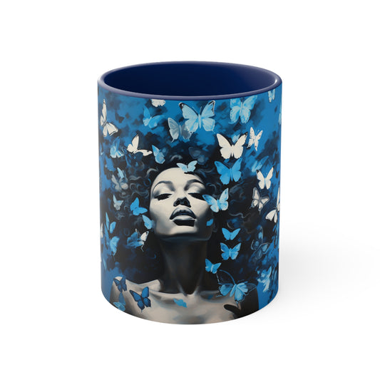 ZET BUTTERFLIES IN BLUE FOUNDERS' MUG CERAMIC - MUG 11OZ