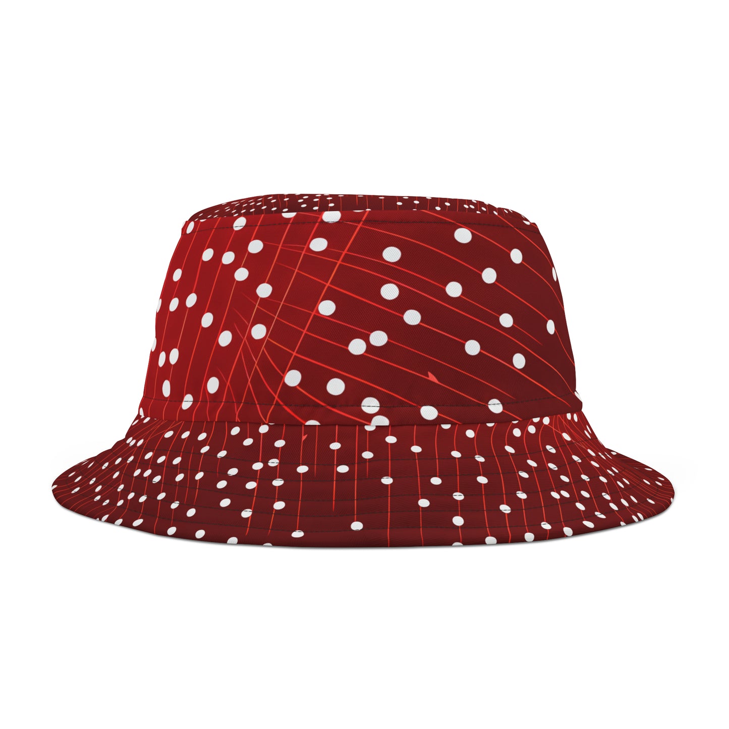 WHITE DOTS ON GRID BUCKET HAT UNISEX
