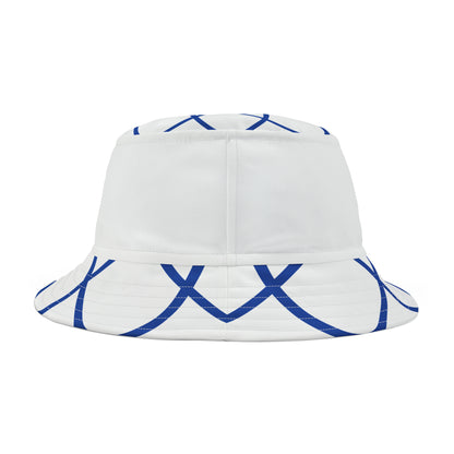 BLUE SPIRALS WHITE BAND BUCKET HAT UNISEX