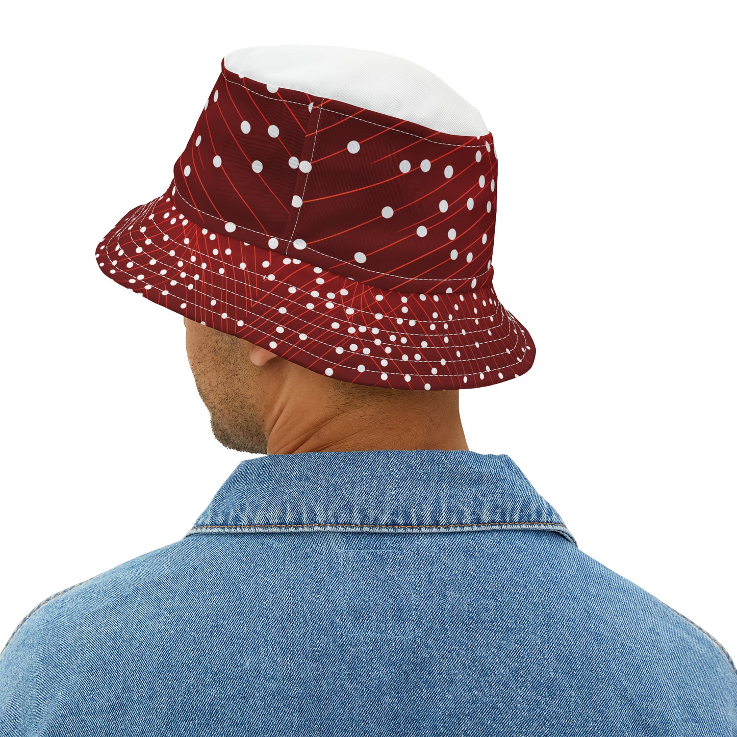 WHITE TOP DOTS ON GRID BUCKET HAT UNISEX