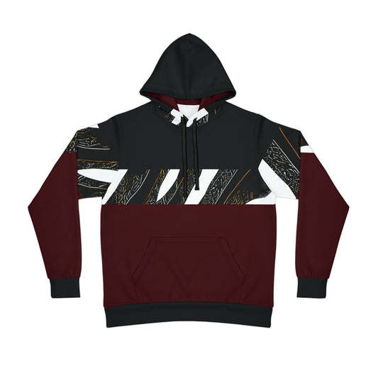 MAROON COLOR BLOCK PULLOVER ATHLETIC HOODIE UNISEX