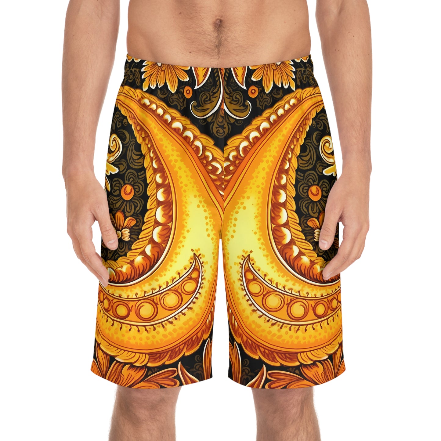 MUSTARD PAISLEY BOARD SHORTS