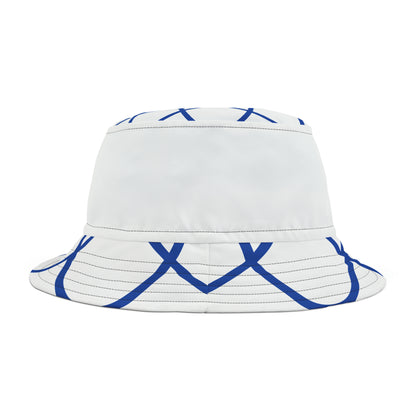 BLUE SPIRALS WHITE BAND BUCKET HAT UNISEX