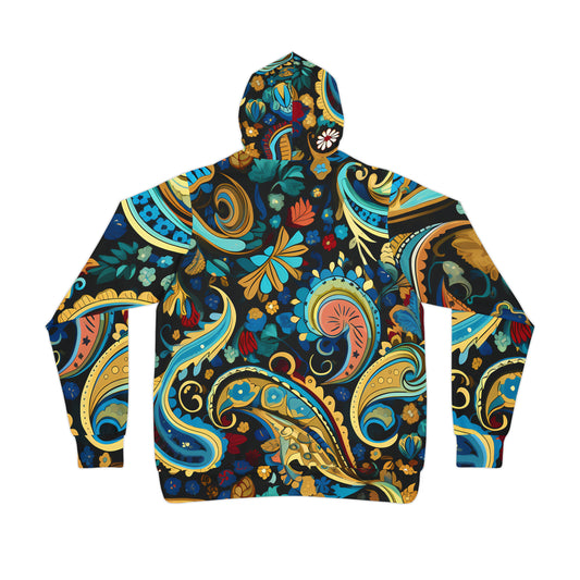 UNI BLUE PAISLEY UNISEX PULLOVER HOODY ATHLETIC HOODIE