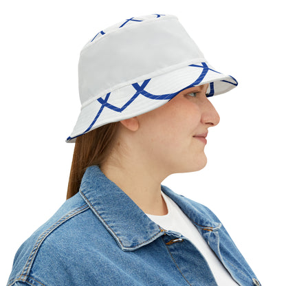 BLUE SPIRALS WHITE BAND BUCKET HAT UNISEX