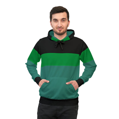 TEAL COLOR-BLOCK PULLOVER ATHLETIC HOODIE - UNISEX