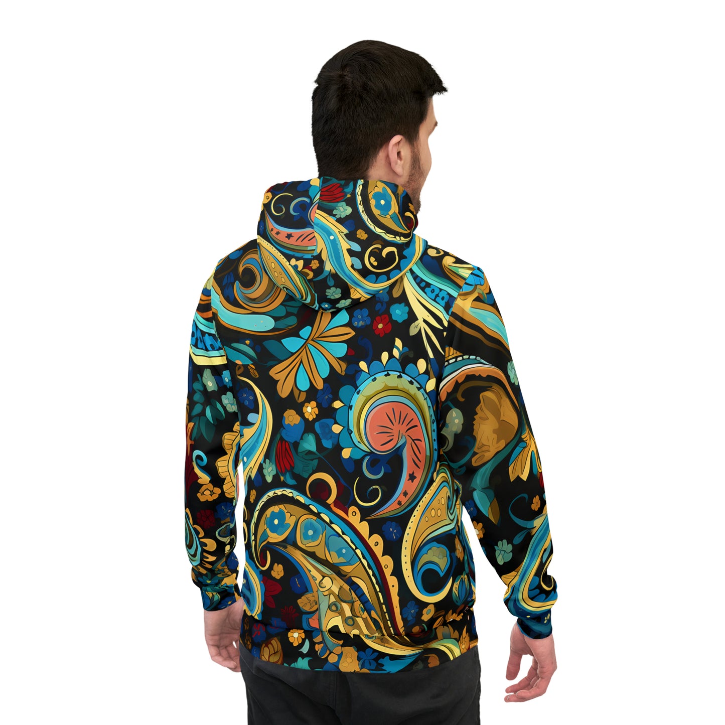 UNI BLUE PAISLEY UNISEX PULLOVER HOODY ATHLETIC HOODIE