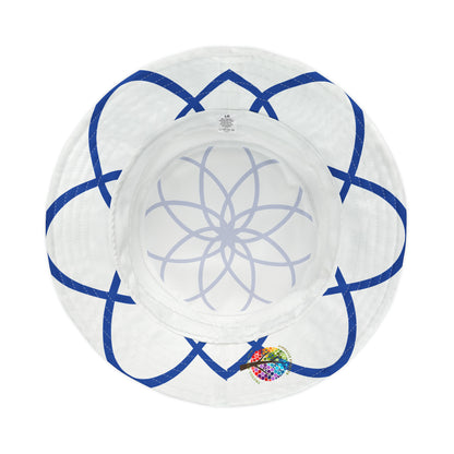BLUE SPIRALS WHITE BAND BUCKET HAT UNISEX