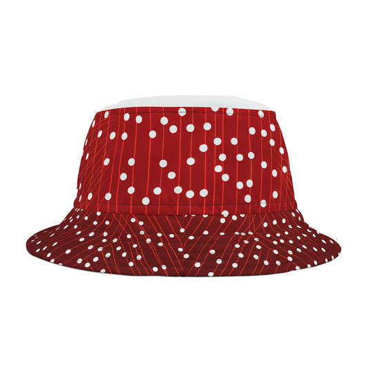 WHITE TOP DOTS ON GRID BUCKET HAT UNISEX