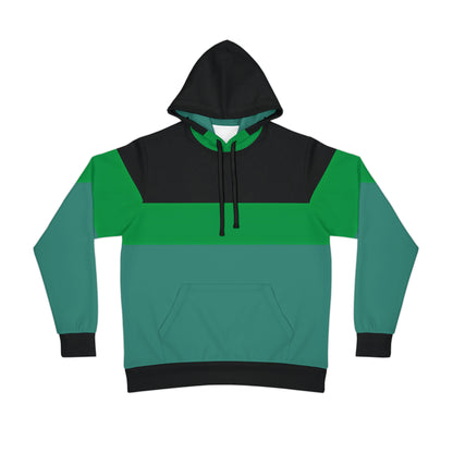 TEAL COLOR-BLOCK PULLOVER ATHLETIC HOODIE - UNISEX