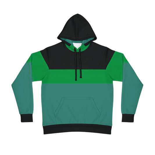 TEAL COLOR-BLOCK PULLOVER ATHLETIC HOODIE - UNISEX