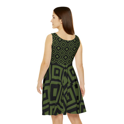 DIAMONDS BLACK/GREEN WOMEN'S SKATER DRESS