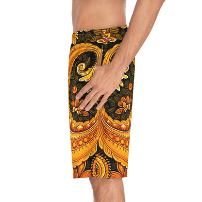 MUSTARD PAISLEY BOARD SHORTS