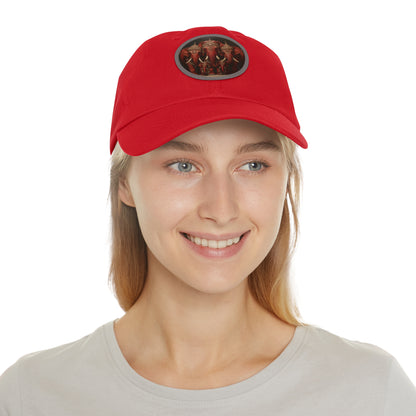 DEL PEARLED ELEPHANTS HAT WITH LEATHER PATCH (ROUND)