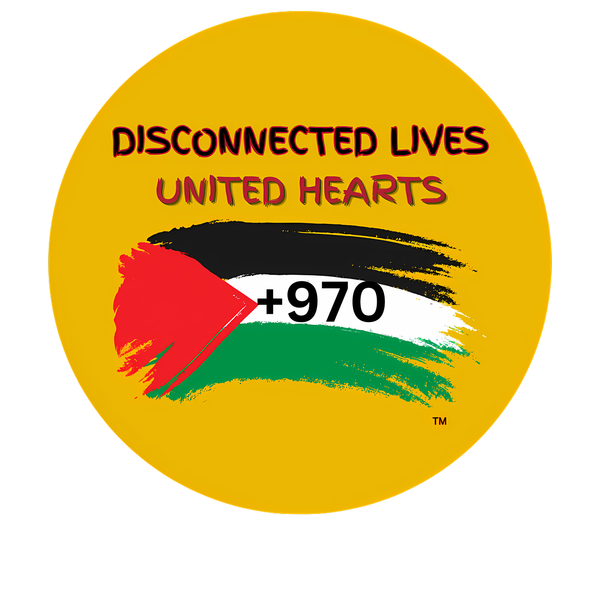 a yellow circle with the words disconnected lives united hearts